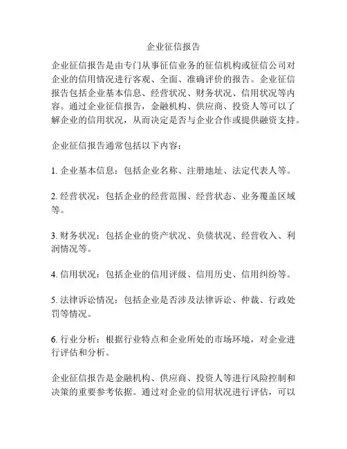 企业征信报告