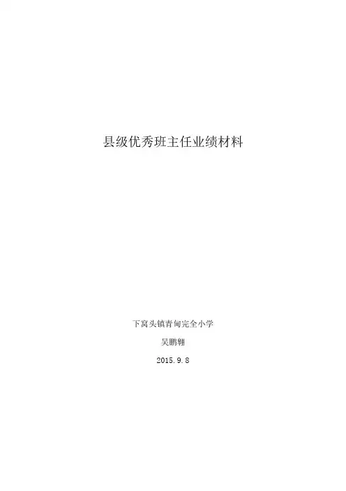 优秀班主任业绩材料