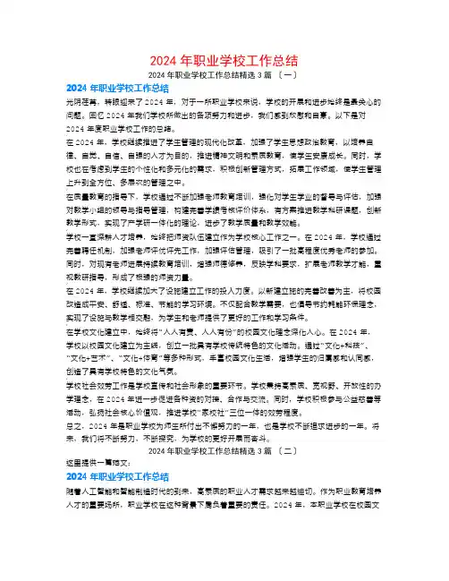 2024年职业学校工作总结3篇