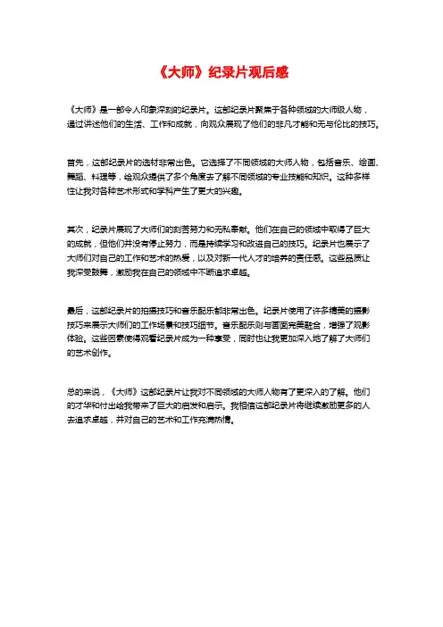 《大师》纪录片观后感