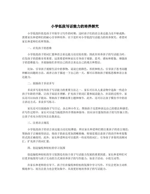 小学低段写话能力的培养探究