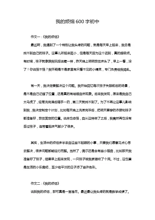 我的烦恼600字初中