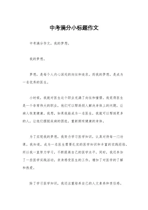 中考满分小标题作文