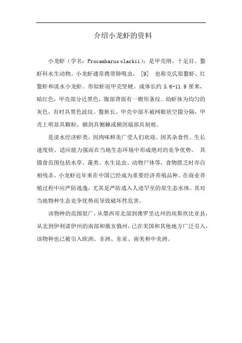 介绍小龙虾的资料