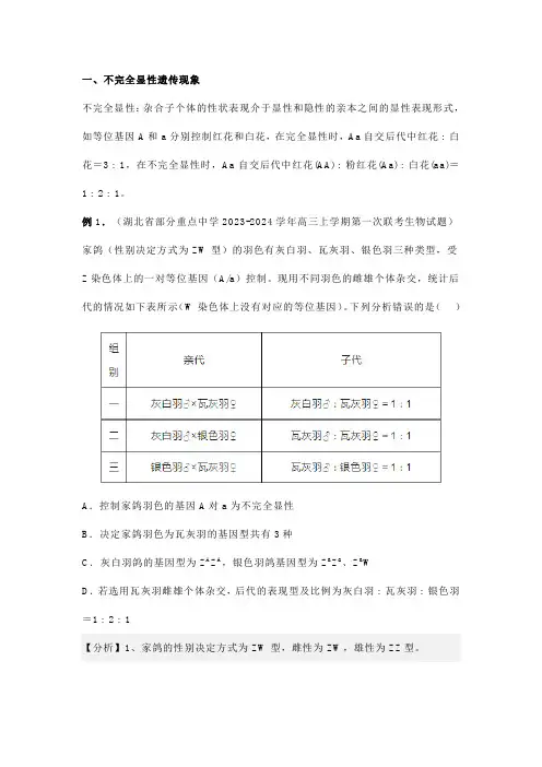 基因分离定律在特殊情况下的运用及例解