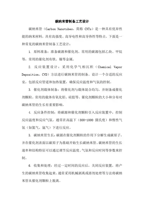 碳纳米管制备工艺设计