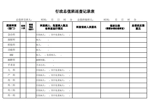 行政总值班巡查记录表 