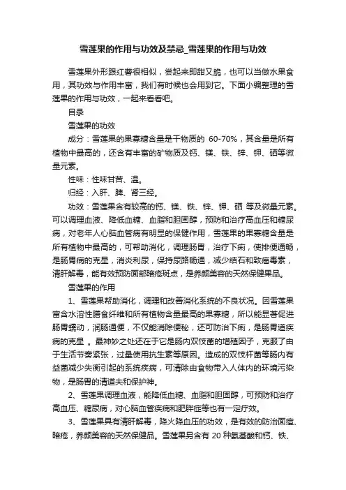 雪莲果的作用与功效及禁忌_雪莲果的作用与功效