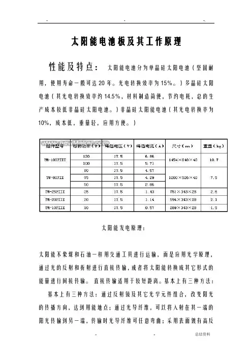太阳能电池板及其工作原理