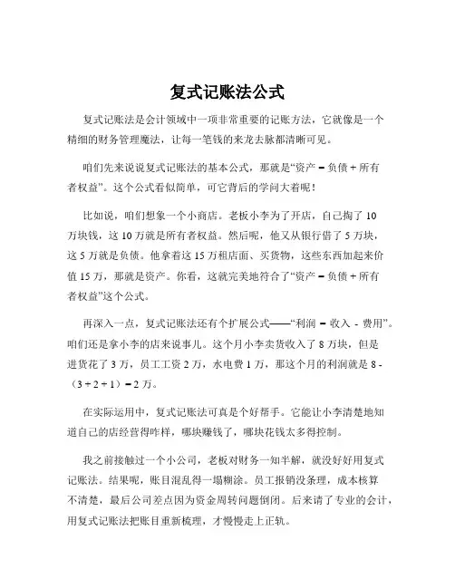 复式记账法公式