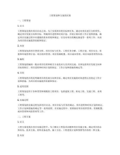 工程策划和方案的区别