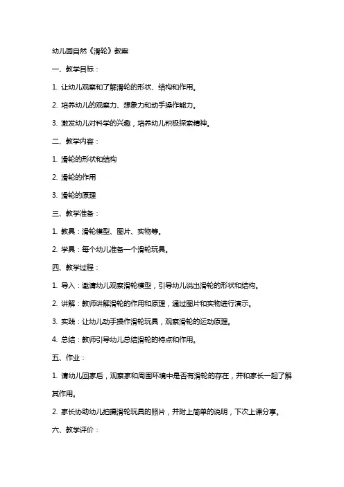 幼儿园自然《滑轮》教案