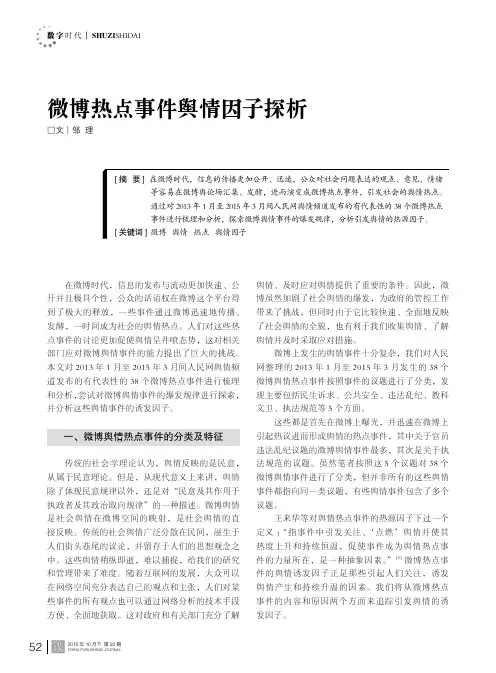 微博热点事件舆情因子探析