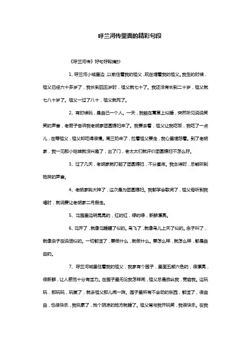 呼兰河传里面的精彩句段