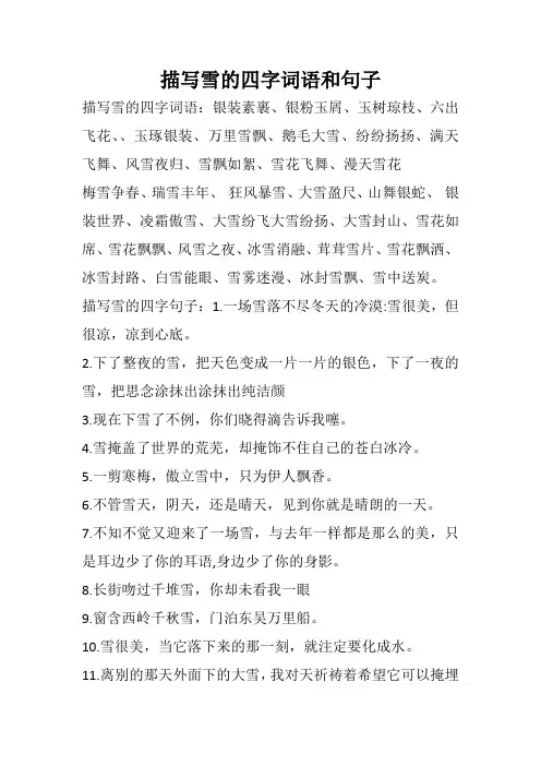 描写雪的四字词语和句子