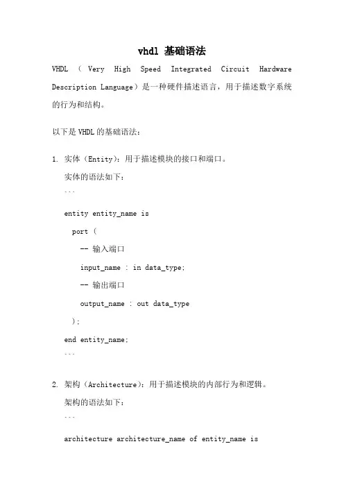 vhdl 基础语法