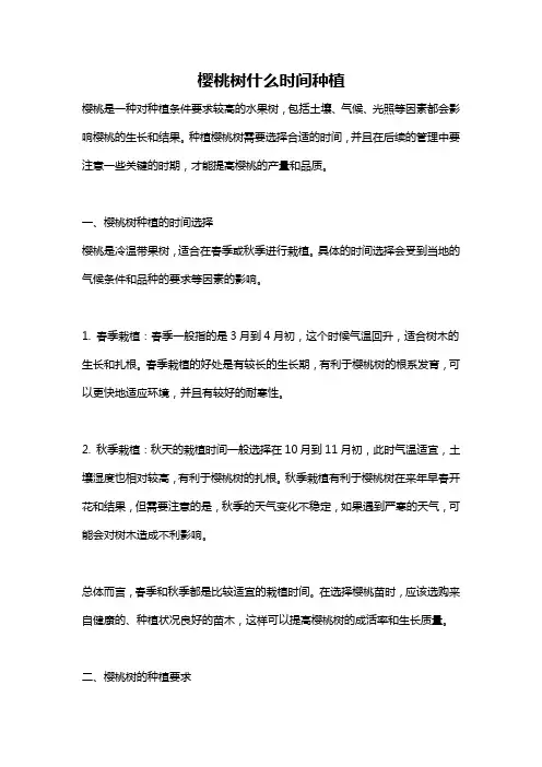 樱桃树什么时间种植
