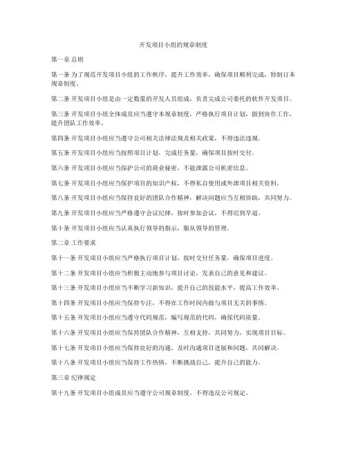 开发项目小组的规章制度