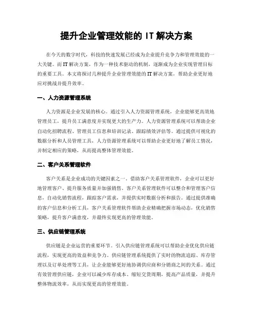 提升企业管理效能的IT解决方案