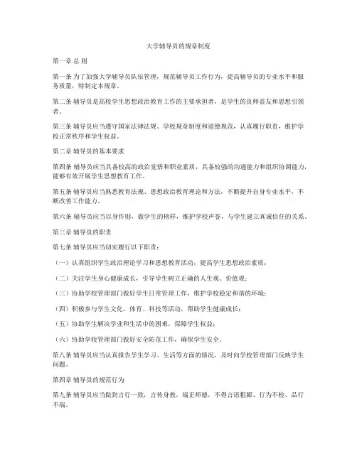 大学辅导员的规章制度