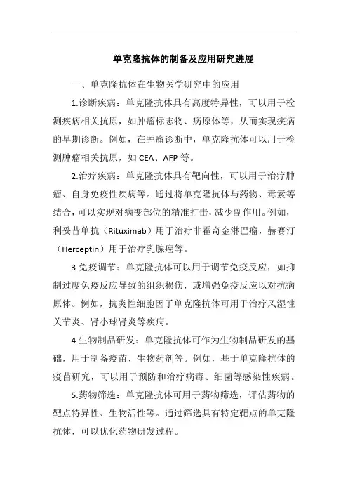 单克隆抗体的制备及应用研究进展