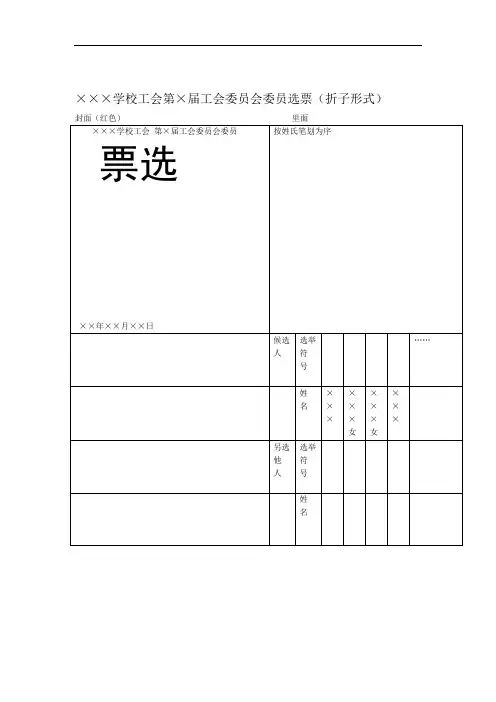 完整word版工会换届选举选票及报告单样式