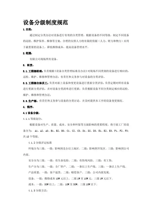 设备分级制度规范