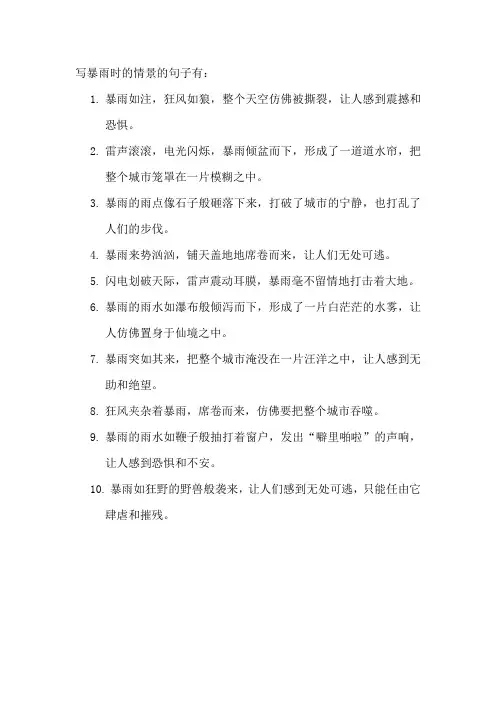 写暴雨时的情景的句子
