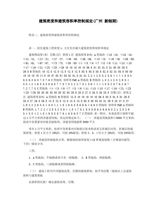 建筑密度和建筑容积率控制规定(广州 新细则)