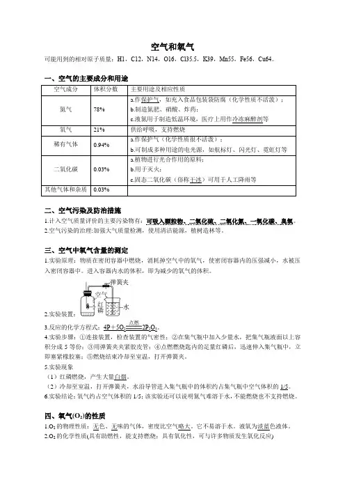 FY2022上海中考化学精准复习讲义-考点02-空气和氧气(教师版)
