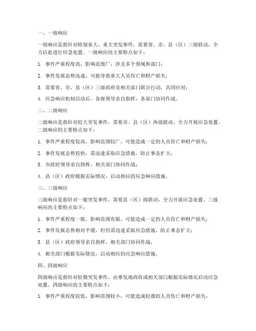应急预案中应急响应的等级