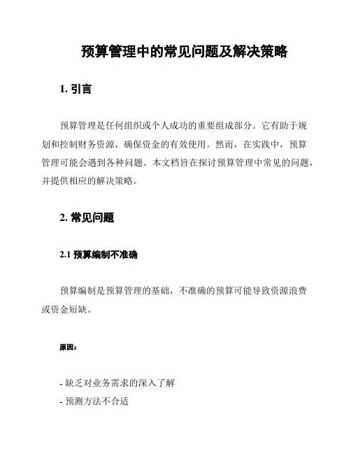 预算管理中的常见问题及解决策略
