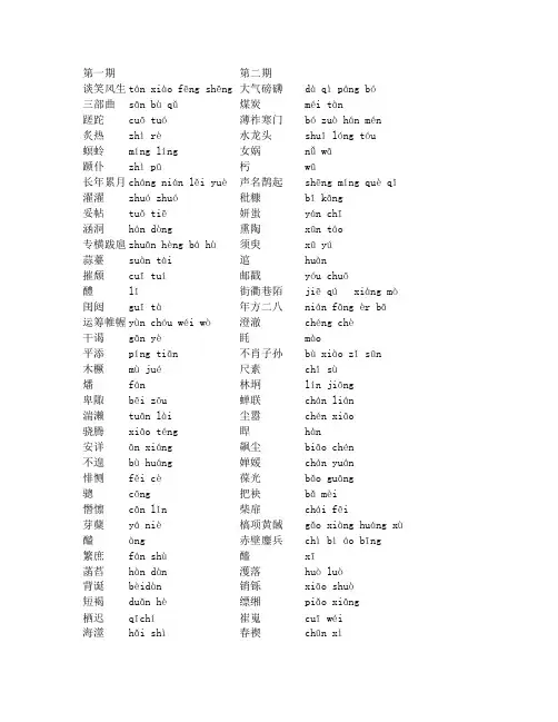 2015中国汉字听写大赛词语总汇