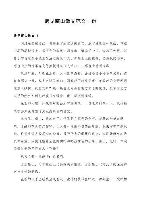 遇见南山散文范文一份