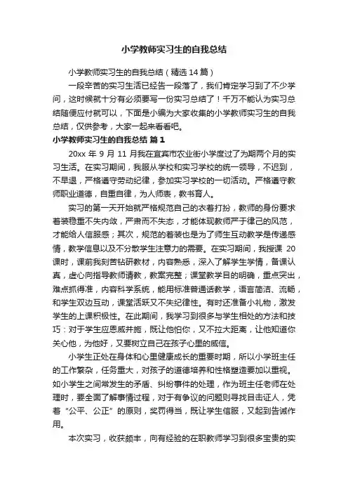 小学教师实习生的自我总结