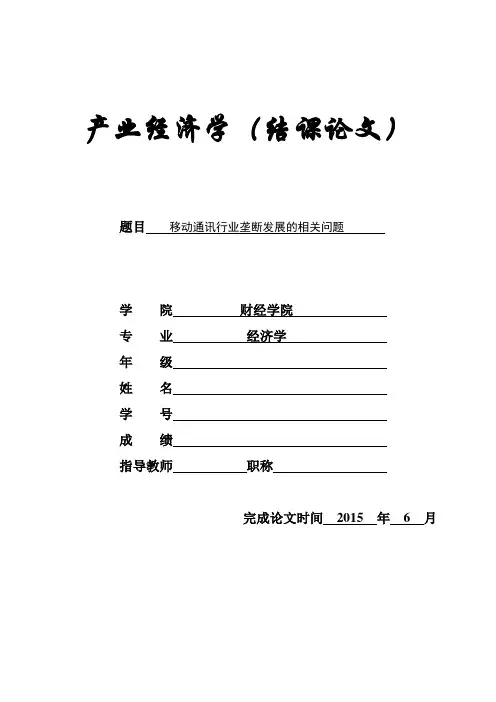 产业经济学结课论文