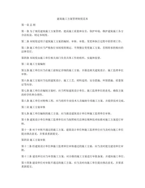 建筑施工方案管理制度范本