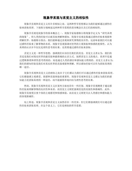 现象学直观与直觉主义的相似性
