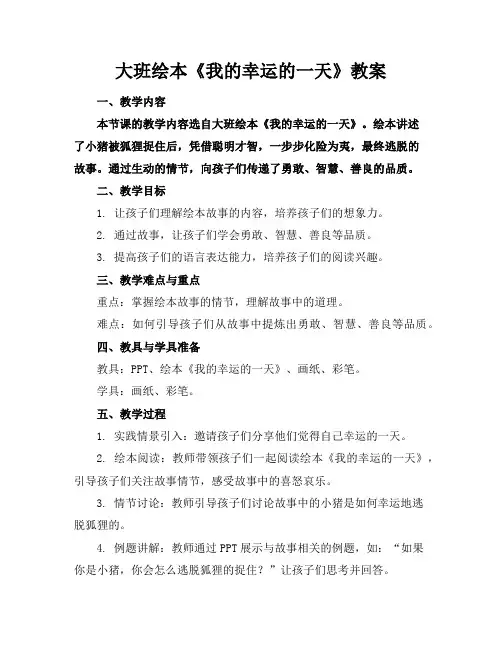 大班绘本《我的幸运的一天》教案
