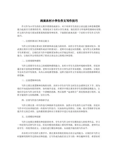 浅谈农村小学生作文写作技巧