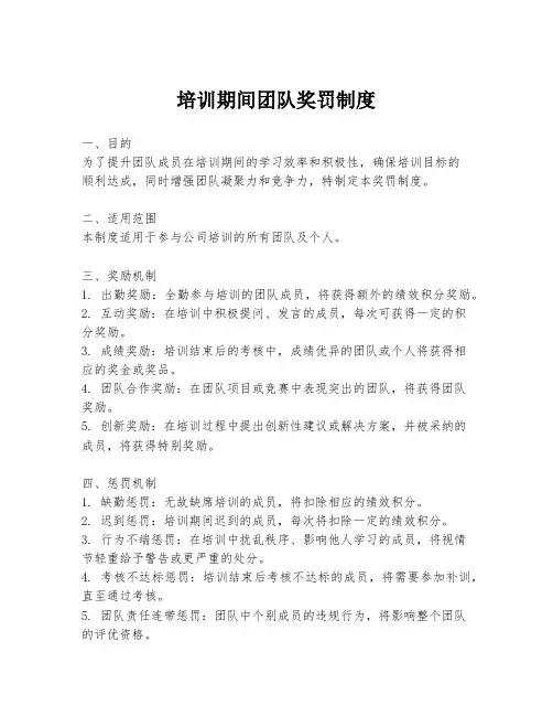 培训期间团队奖罚制度