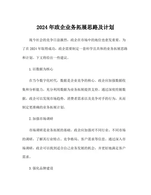 2024年政企业务拓展思路及计划