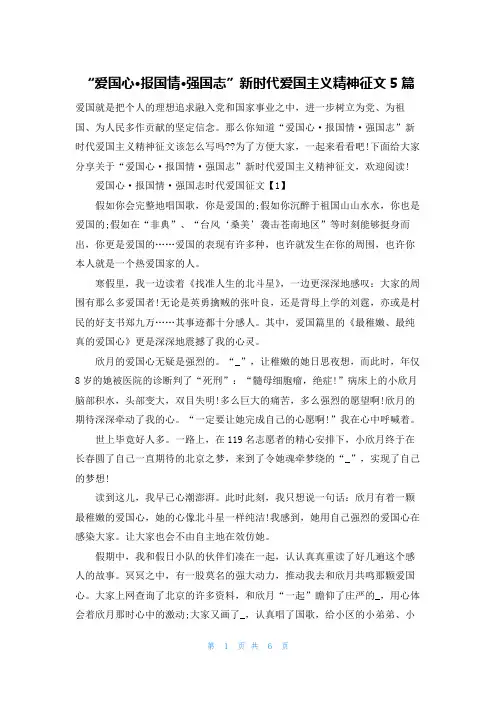 “爱国心·报国情·强国志”新时代爱国主义精神征文5篇