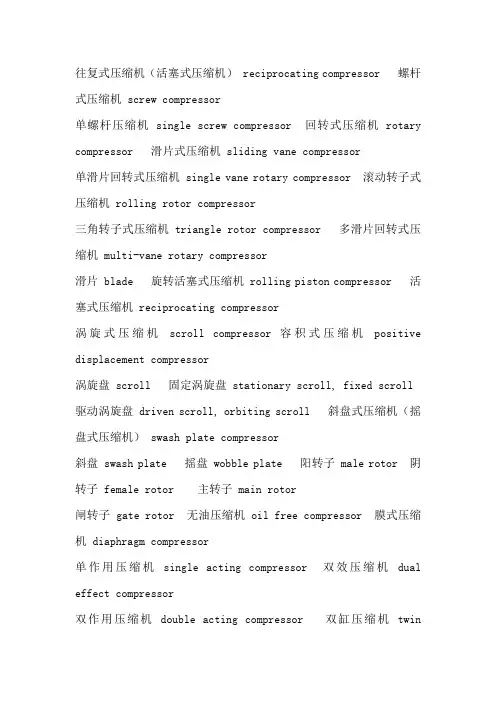 空压机英文名称