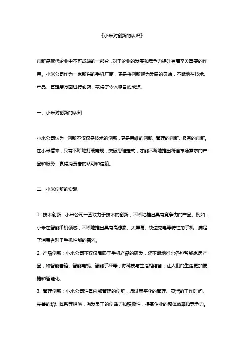 小米对创新的认识