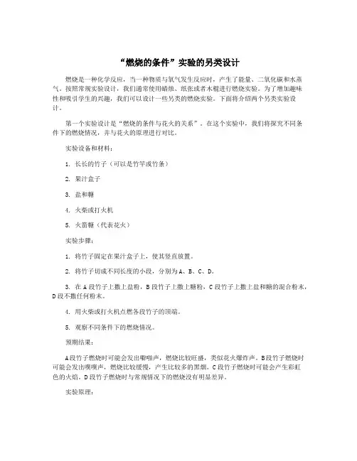 “燃烧的条件”实验的另类设计