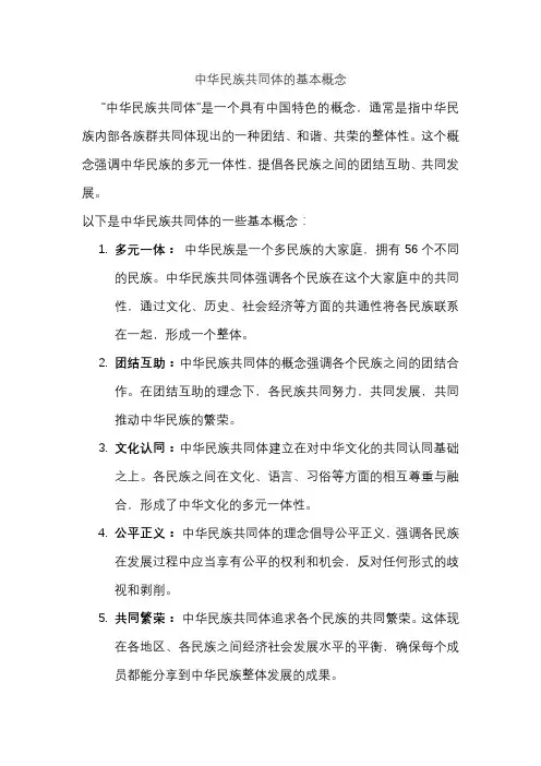 中华民族共同体的基本概念