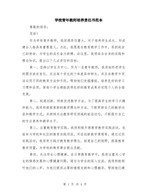 学校青年教师培养责任书范本（2篇）