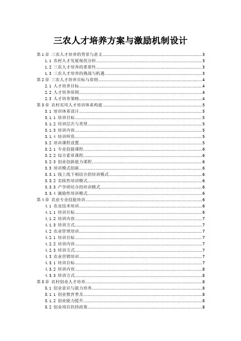 三农人才培养方案与激励机制设计