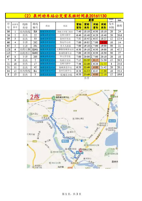 (2)泉州动车站公交首末班时间表20161130